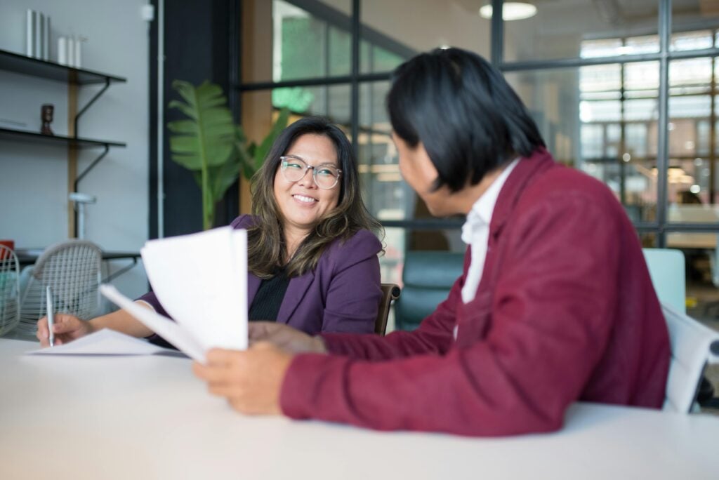 an it staffing agency interview between two people wrapping up